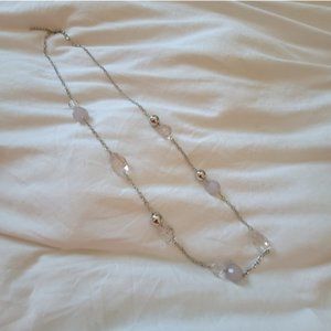 Long Silver & Grey Beaded Necklace